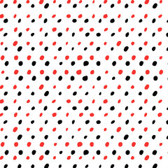 Hand Drawn Red And Black Polka Dot Pattern Vector Illustration