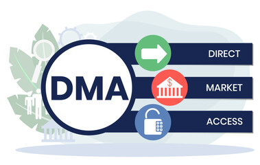 DMA - Direct Market Access acronym. business concept background. vector illustration concept with keywords and icons. lettering illustration with icons for web banner, flyer, landing page