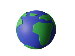 Ecology and environment concept : Earth world map model globe symbol on white background. 3d illustration