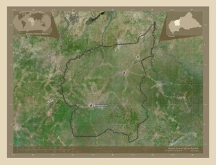 Ouham, Central African Republic. High-res satellite. Labelled points of cities