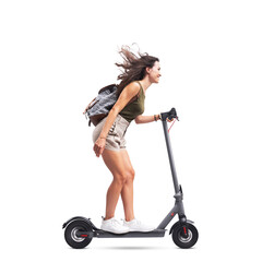 Student riding an electric scooter