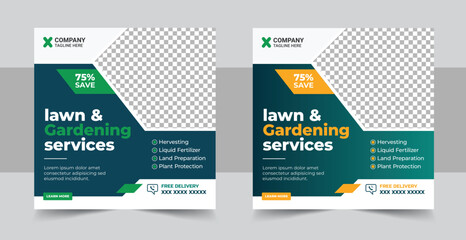 Agro farm services social media post or web banner template design