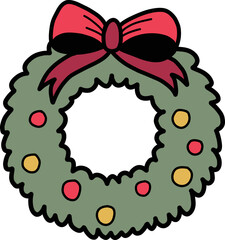 Hand Drawn christmas wreath illustration