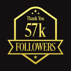 Obraz premium Thank you 57K followers, 57000 followers celebration, Vector Illustration