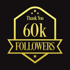 Thank you 60K followers, 6000 followers celebration, Vector Illustration