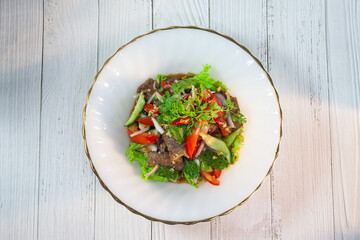 Beef Salad, Thai style beef salad spicy dish.