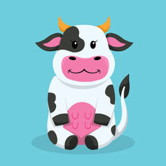 Cute Cow Character Design Illustration
