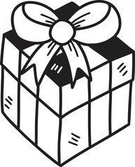 Hand Drawn Square Christmas Gift Box illustration