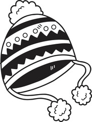 Hand Drawn christmas knit hat illustration