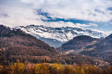 Scenic view from the Alp Mountains in the border of France and Italy