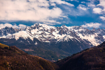 Scenic view from the Alp Mountains in the border of France and Italy