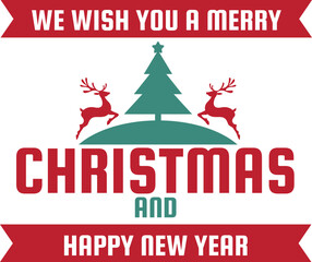 Obraz premium Merry Christmas and happy new year lettering and quote illustration