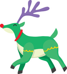 Hand Drawn cute happy reindeer running illustration