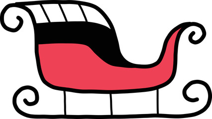 Hand Drawn Santa sleigh and gifts illustration