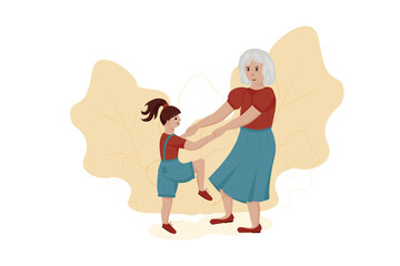 Grandmother holding hands with her granddaughter.