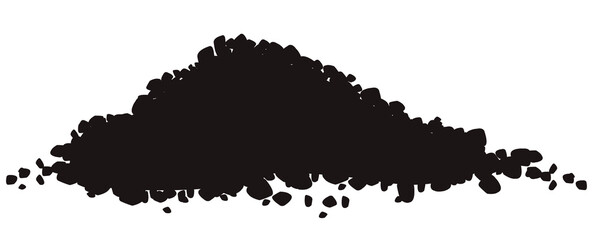 Black silhouette of heap of soil or building rubble isolated on white background. Design element. - obrazy, fototapety, plakaty