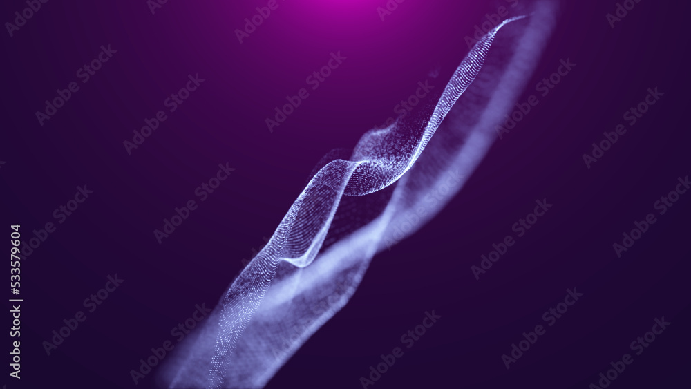 Poster abstract colorful dynamic futuristic particles wave background, futuristic glowing particles technol