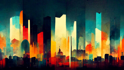 Colorful abstract tower wallpaper. 3D illustration, 3D rendering.