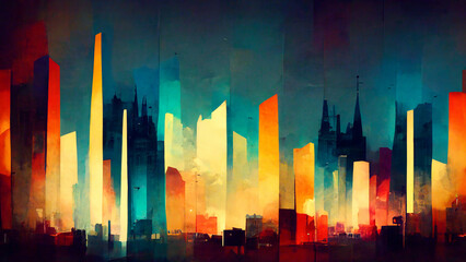 Colorful abstract tower wallpaper. 3D illustration, 3D rendering.