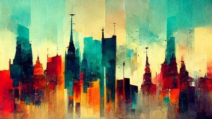 Fototapeta na wymiar Colorful abstract tower wallpaper. 3D illustration, 3D rendering.