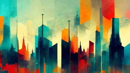 Naklejka premium Colorful abstract tower wallpaper. 3D illustration, 3D rendering.