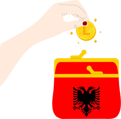 Albania Flag hand drawn,Albanian Lek hand drawn