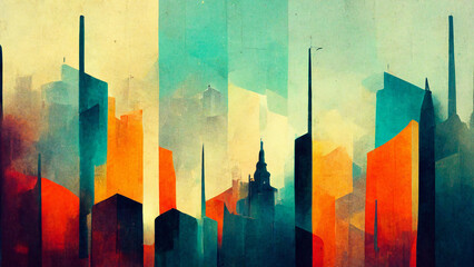 Colorful abstract tower wallpaper. 3D illustration, 3D rendering.