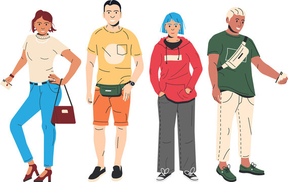 Group of fashion people characters