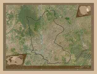 Kracheh, Cambodia. Low-res satellite. Labelled points of cities