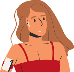 Sports cute girl with smartphone and earphones