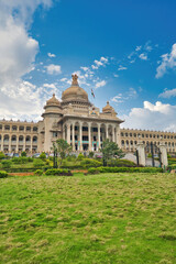 Fototapeta na wymiar Vidhana Soudha in Bangalore, India, is the seat of the state legislature of Karnataka.