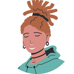 Modern girl in hoodie with dreadlocks