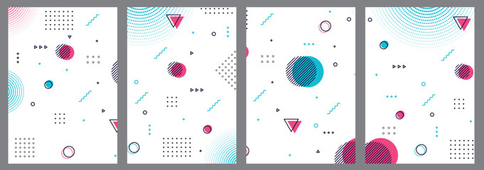 Trendy concept abstract geometric design, memphis background. Applicable for placards, brochures, posters, covers and banners. Vector illustration.