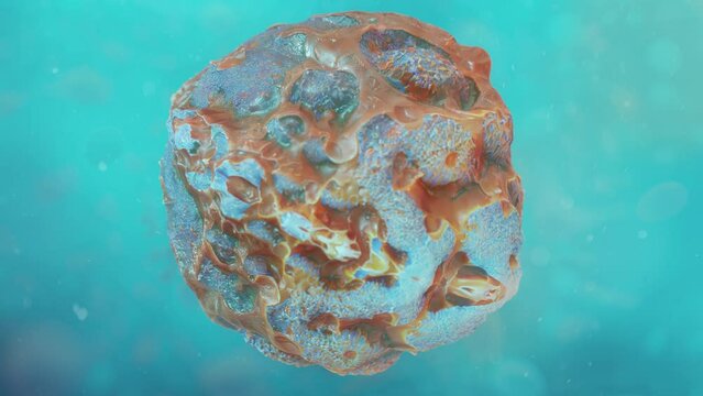Floating Virus in cellular medium, viral infection detected inside human body, fast camera tracking virus 3d rendering
