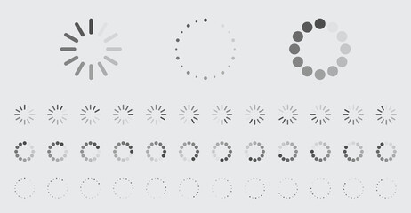 Circular Loading Buffering Icons Vector Video Ready for Animation Gif All Keyframes Frames Bufring Circle Waiting for Connection Buffer Preloader Download Symbol Easy Replace Color