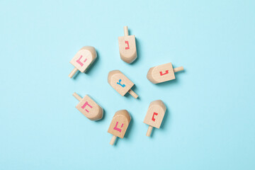 Сoncept of Jewish holiday, Hanukkah, top view