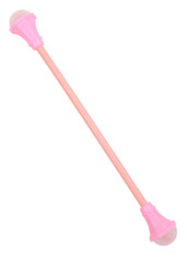 Majorette baton stick with white diamonds on ends isolated on white background. Toys for girls...