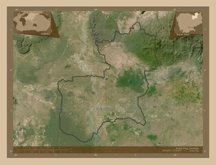 Steung Treng, Cambodia. Low-res satellite. Labelled points of cities