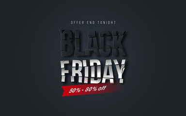 Black Friday Sale 3D Text Banner Background Design Layout Template