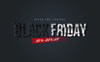 Black Friday Sale 3D Text Banner Background Design Layout Template