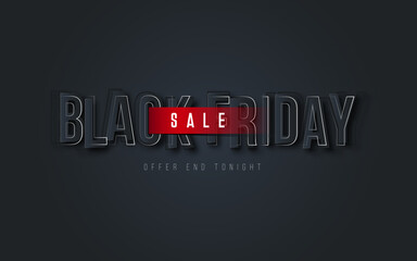 Black Friday Sale 3D Text Banner Background Design Layout Template