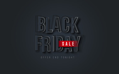 Black Friday Sale 3D Text Banner Background Design Layout Template