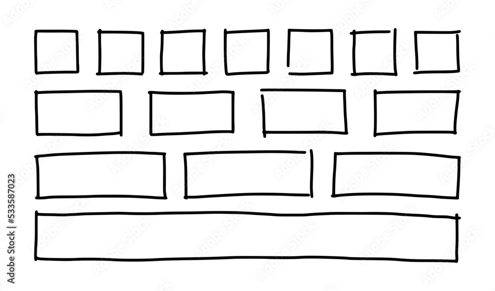 Aufkleber free hand drawn rectangles and squares in different sizes. scribble rectangular frames set. freehand