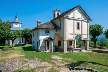 Pilgrimage church on the Sacro Monte della SS Trinita di Ghiffa. Province of Piedmont in Northern...