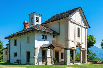 Pilgrimage church on the Sacro Monte della SS Trinita di Ghiffa. Province of Piedmont in Northern Italy.