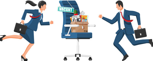 Office chair and sign vacancy and people