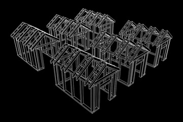 Building object or framing house. Greenhouse construction frame.
