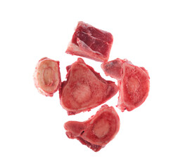 Beef Bones for Making Broth. Raw beef bones for soup isolated on white background.