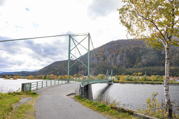 Great autumn weather in Mosjøen and old bridge (Øybrua )Vefsn, Helgeland, Nordland county, Europe