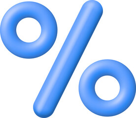 3D Realistic Blue Percent Sign Icon